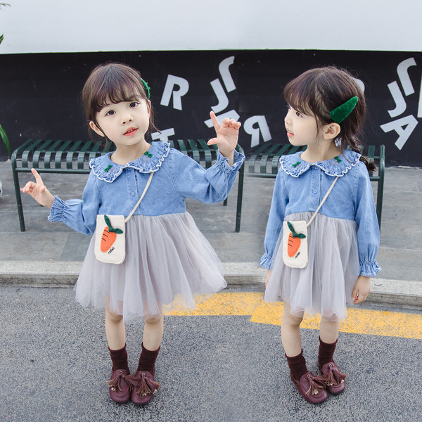 Rochie de copii model nou pentru fete cu maneci lungi si tul