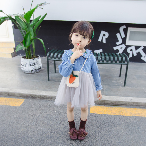 Rochie de copii model nou pentru fete cu maneci lungi si tul