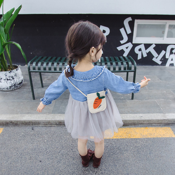 Rochie de copii model nou pentru fete cu maneci lungi si tul