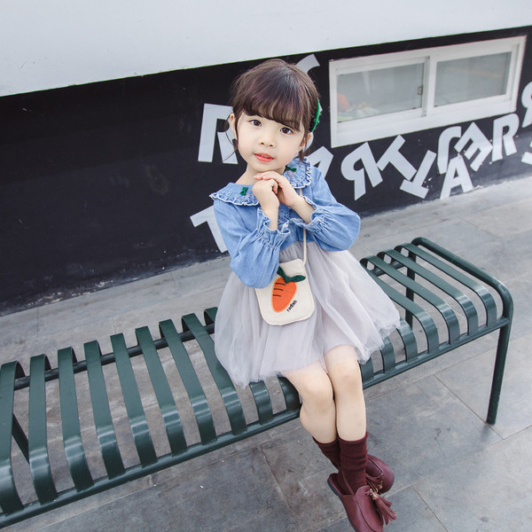 Rochie de copii model nou pentru fete cu maneci lungi si tul