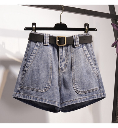 Pantaloni scurți din denim de damă actuali cu talie înaltă