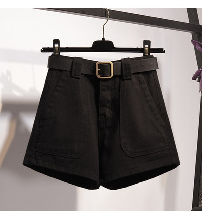 Pantaloni scurți din denim de damă actuali cu talie înaltă