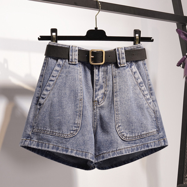 Pantaloni scurți din denim de damă actuali cu talie înaltă