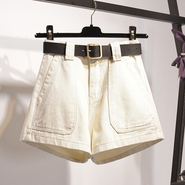 Pantaloni scurți din denim de damă actuali cu talie înaltă