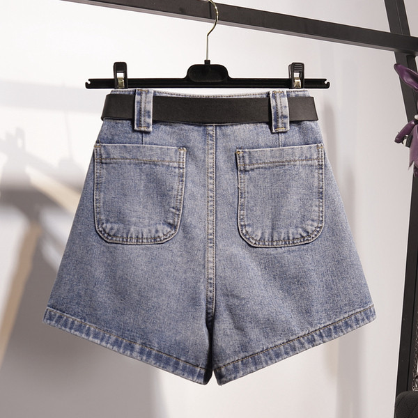 Pantaloni scurți din denim de damă actuali cu talie înaltă