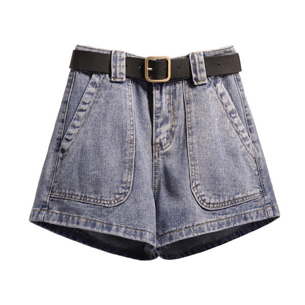 Pantaloni scurți din denim de damă actuali cu talie înaltă