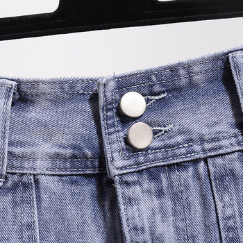 Fusta casual dama din denim cu talie inalta