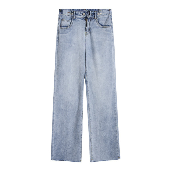 Blugi casual dama - model larg in culoarea albastra