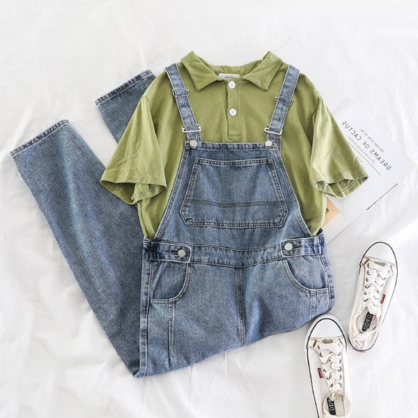 Model nou de salopete de dama din denim de culoare albastra