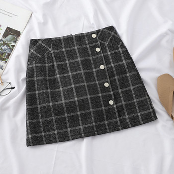 Fusta scurta dama in carouri cu nasturi in mai multe culori