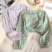 Bluza dama scurta in carouri in mai multe culori