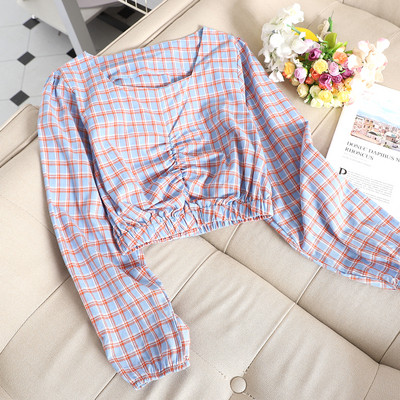 Bluza dama scurta in carouri in mai multe culori