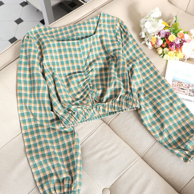 Bluza dama scurta in carouri in mai multe culori