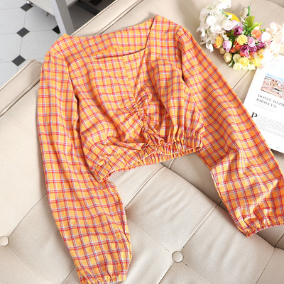 Bluza dama scurta in carouri in mai multe culori