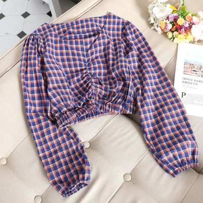 Bluza dama scurta in carouri in mai multe culori