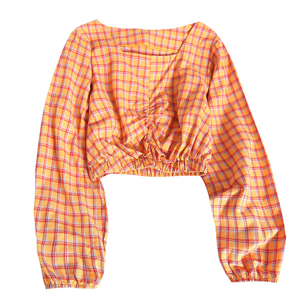 Bluza dama scurta in carouri in mai multe culori