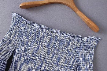 Rochie de damă în dungi cu mâneci lotus