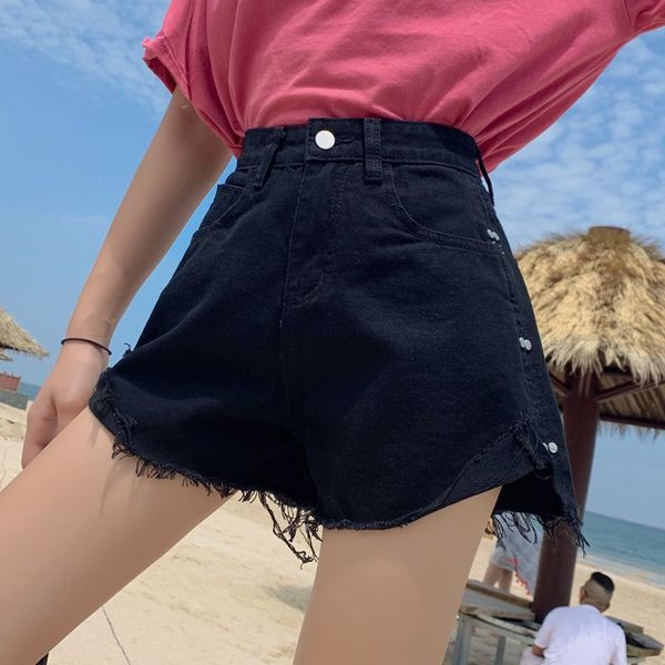 Pantaloni scurți de damă actuali în negru cu talie înaltă