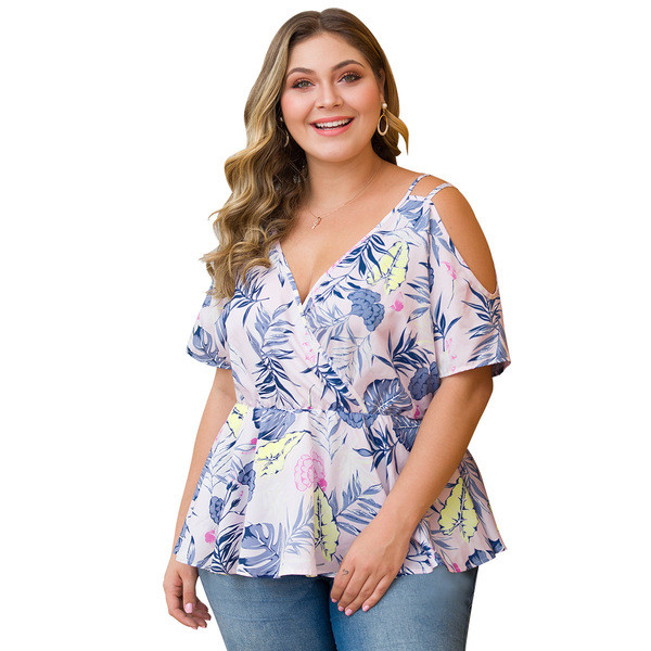 Tricou casual dama cu umerii goi in albastru