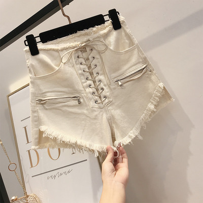 Pantaloni scurți casual dama in doua culori cu cravate