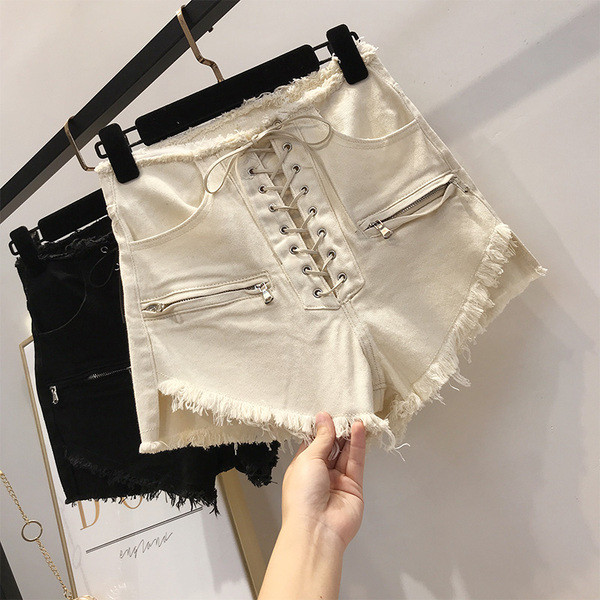 Pantaloni scurți casual dama in doua culori cu cravate