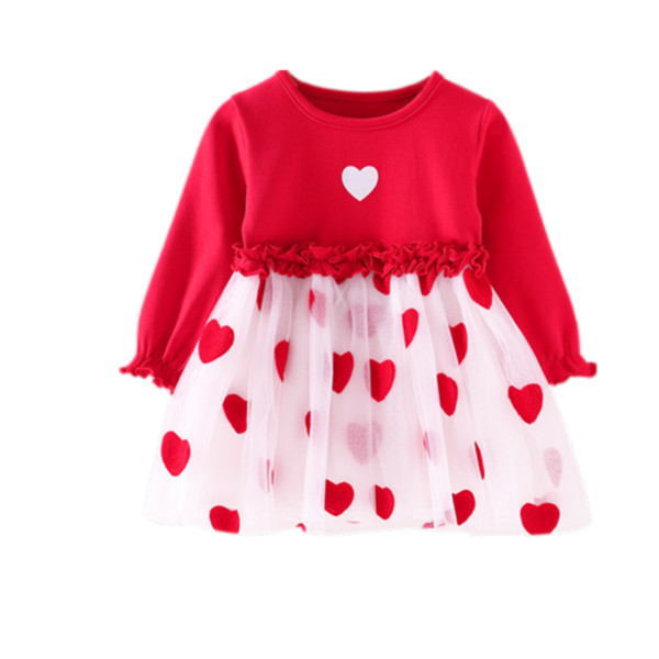 Rochie moderna pentru copii pentru fete cu tul in rosu si galben