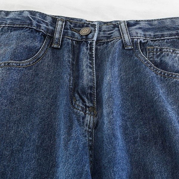 Blugi de dama moderni cu motive rupte si curea in albastru