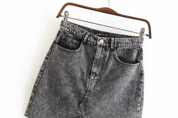 Fusta de damă modernă din denim de culoare gri