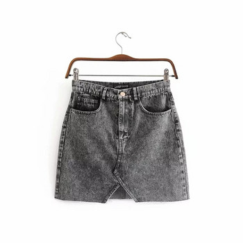 Fusta de damă modernă din denim de culoare gri