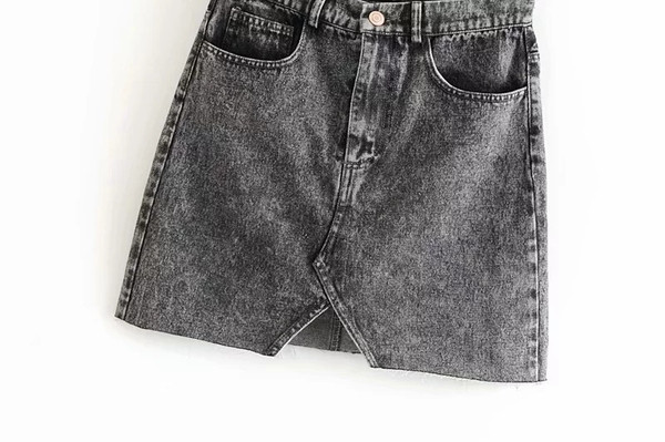 Fusta de damă modernă din denim de culoare gri