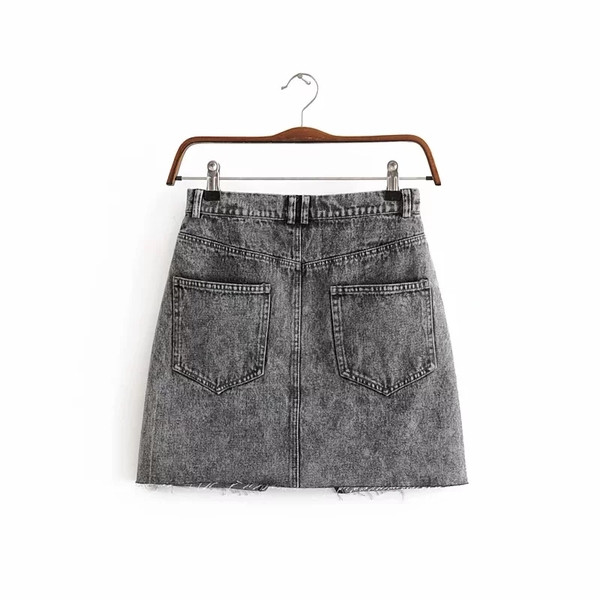 Fusta de damă modernă din denim de culoare gri