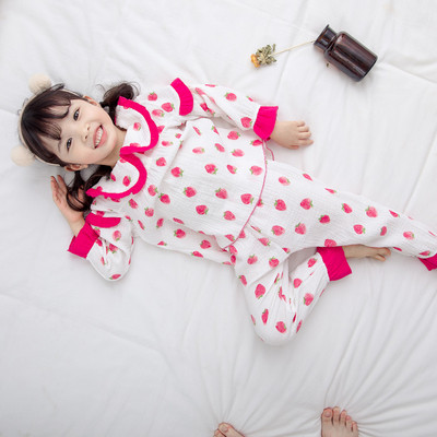Есенна детска пижама за момичета от две части с цветен десен