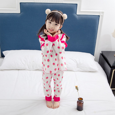 Pijamale de toamna copii pentru fete in doua parti cu model colorat