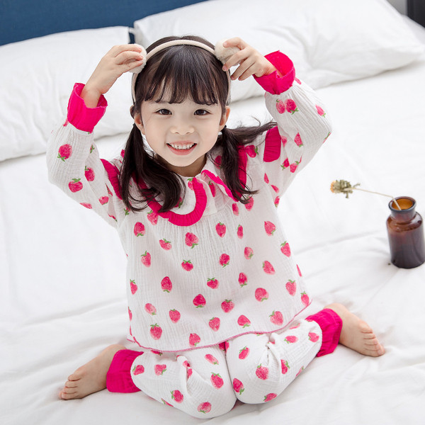 Pijamale de toamna copii pentru fete in doua parti cu model colorat