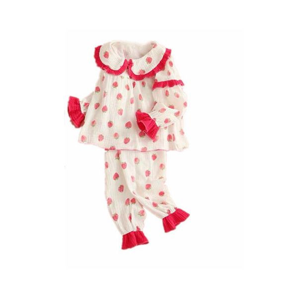 Pijamale de toamna copii pentru fete in doua parti cu model colorat