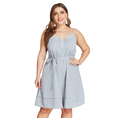 Salopetă elegantă pentru femei, cu dantelă și cravate până la 4XL