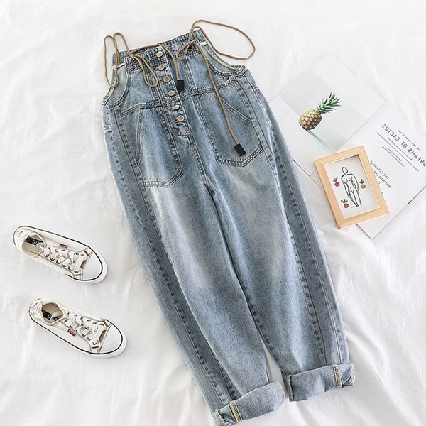 Salopeta de dama actuala cu nasturi - culoare albastra