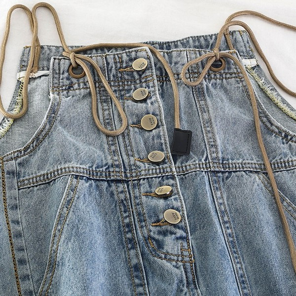 Salopeta de dama actuala cu nasturi - culoare albastra