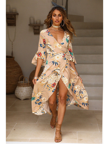 Rochie casual de dama cu decolteu adanc si model asimetric in mai multe culori