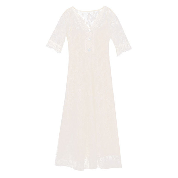 Actuala rochie lunga de dama cu dantela