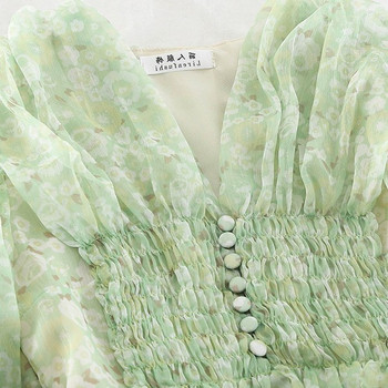 Rochie de dama croiala model nou in verde si roz