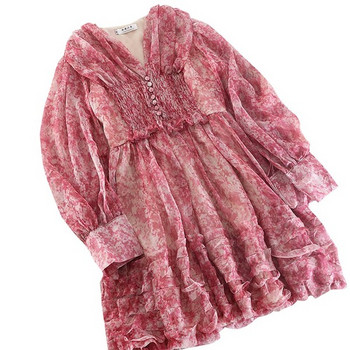 Rochie de dama croiala model nou in verde si roz