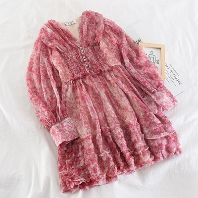 Rochie de dama croiala model nou in verde si roz