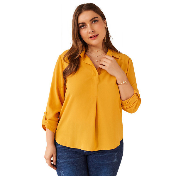 Cămașă modernă de damă cu guler clasic și mâneci lungi cu mărimi până la 4XL