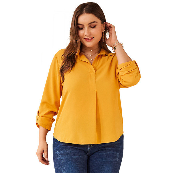 Cămașă modernă de damă cu guler clasic și mâneci lungi cu mărimi până la 4XL