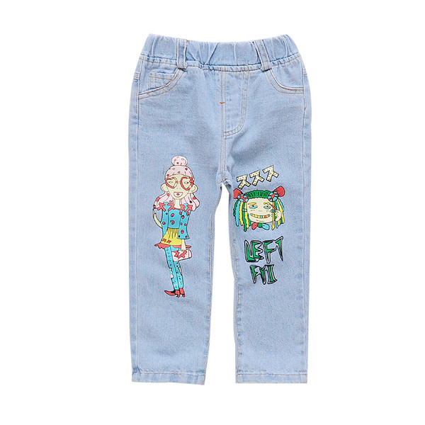 Blugi moderni pentru copii pentru fete cu aplicatie colorata