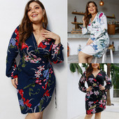 Rochie casual de dama cu maneci lungi si decolteu adanc in trei culori