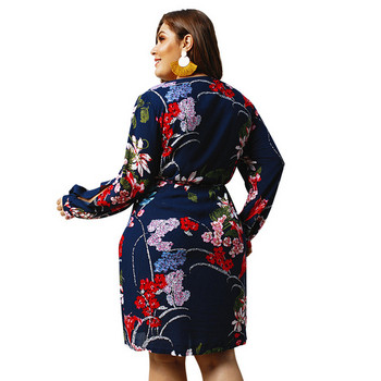 Rochie casual de dama cu maneci lungi si decolteu adanc in trei culori