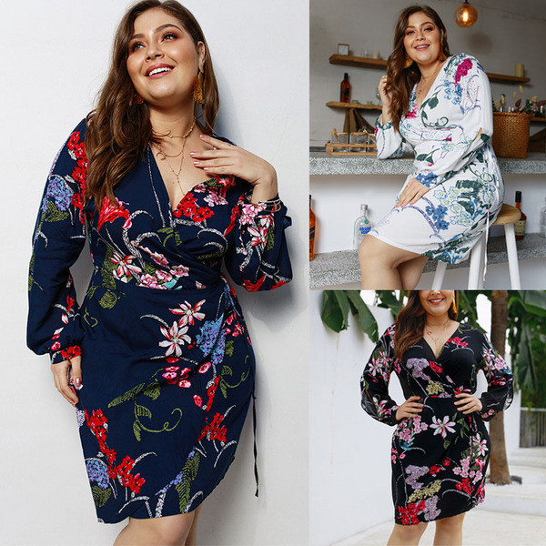 Rochie casual de dama cu maneci lungi si decolteu adanc in trei culori