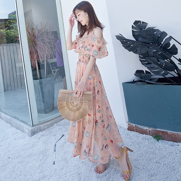 Rochie lunga de dama casual cu talie elastica